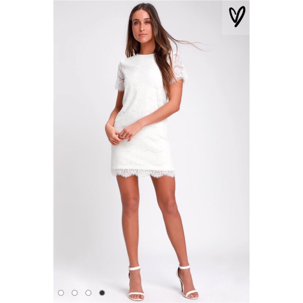 Lulus White Lace Shift Dress